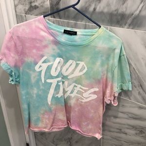 cropped tie dye good vibes from pacsun